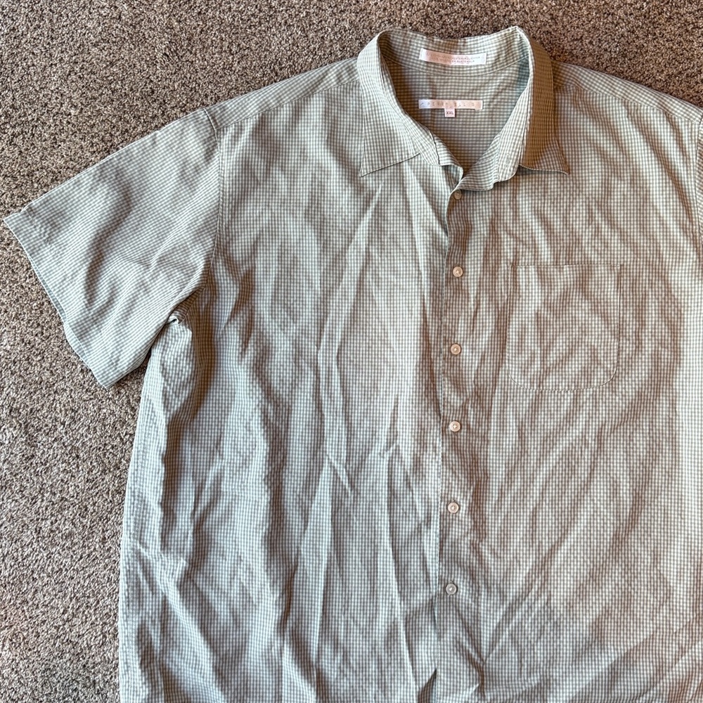 Perry Ellis | Green Micro-Check Short Sleeve Button-Down Shirt